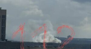 Горит крыша Московского высшего общевойскового командного училища.