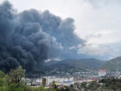 Дым от пожара на морском терминале в Туапсе - РИА Новости, 1920, 22.04.2026