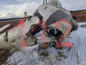 У вертолёта оторвало хвост при опрокидывании.