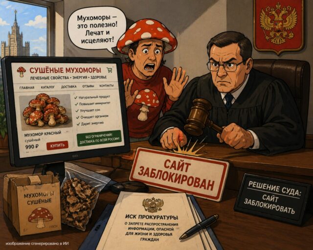 Суд в Москве заблокировал сайт по продаже сушёных мухоморов.