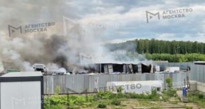 Пожар на территории автосервиса в поселке Измайлово в Ленинском округе Подмосковья - РИА Новости, 1920, 03.06.2026