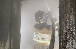 Под Тулой из-за атаки беспилотника ВСУ загорелась кровля частного дома Сотрудник МЧС ликвидирует пожар - РИА Новости, 1920, 22.06.2026