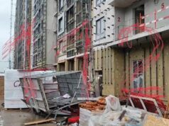 Строительный лифт упал в Москве. Один человек погиб.